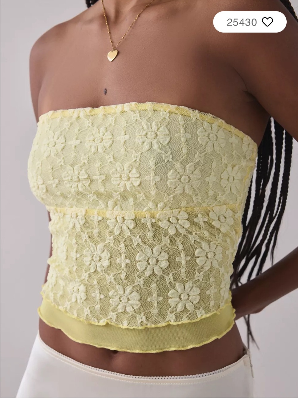NEW Urban Floral Lace Tube Top Yellow L